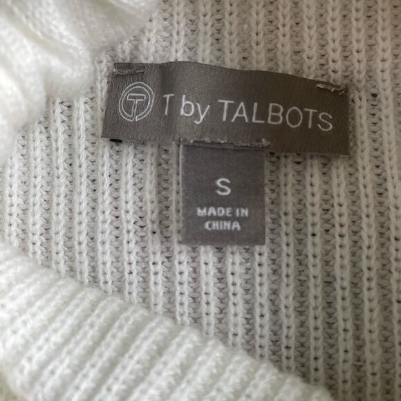 T by Talbots Funnel Neck Sweater Sz S Cream Pullover Casual Minimalist Neutral - Picture 2 of 8